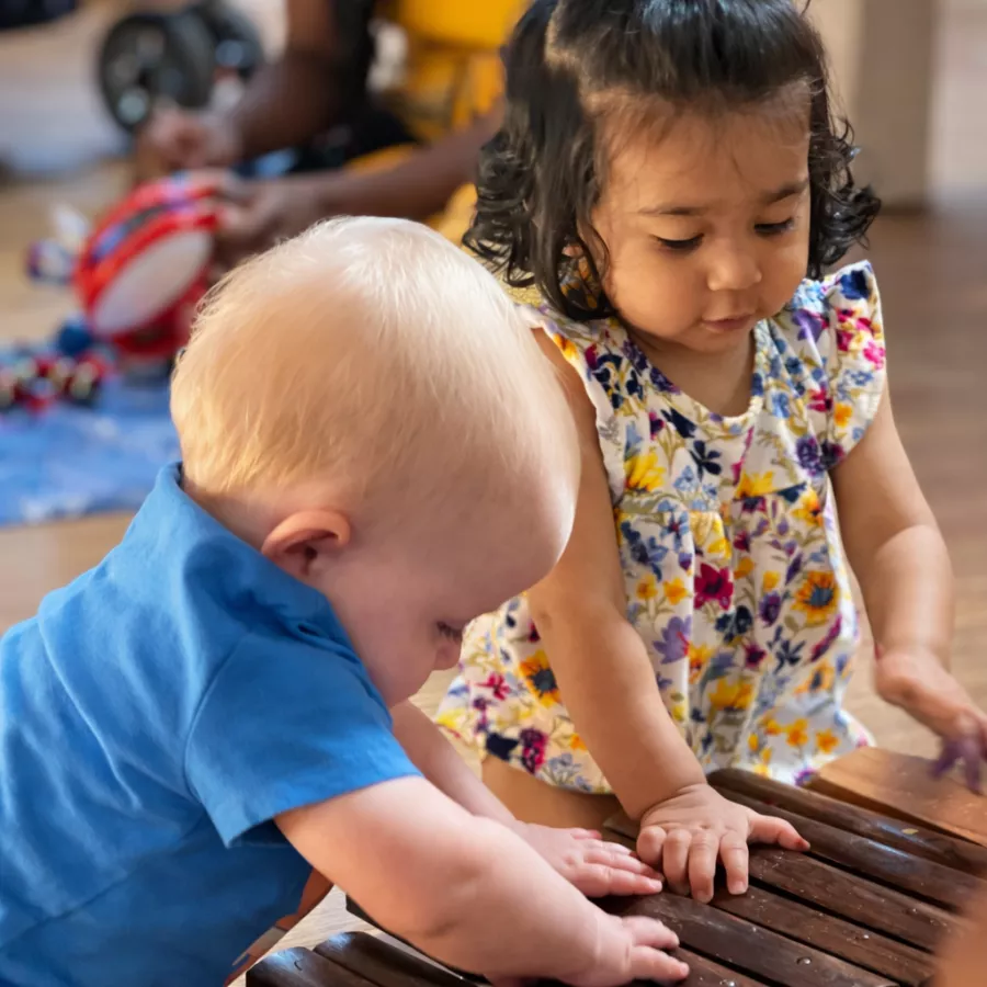 Babies in music class